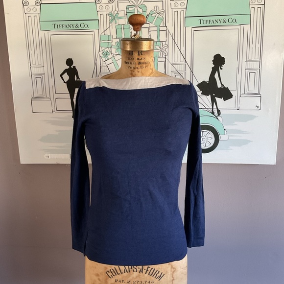 Prada Wool Blend Navy Boat Neckline Knit Sweater , size Small - Picture 4 of 14